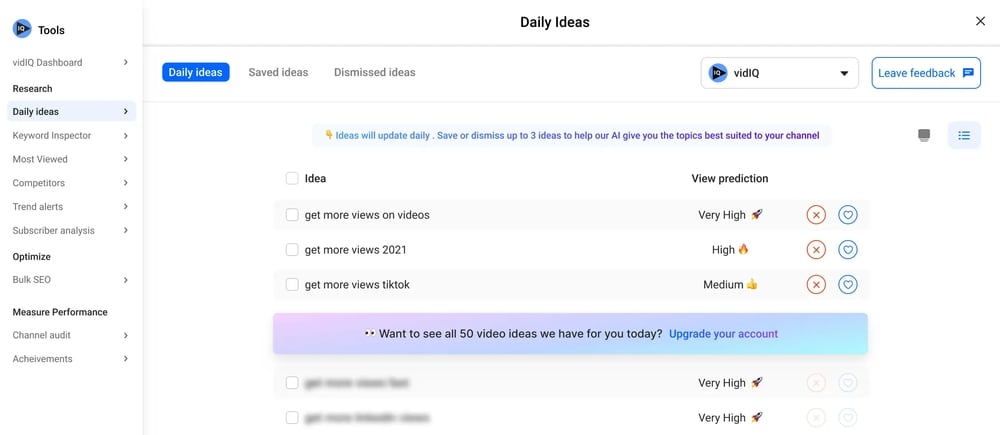 谷歌YouTube SEO外贸赚钱YouTube必备工具 之Vidiq测评 7 Vidiq 测评 - 内容创意